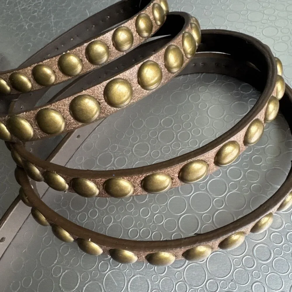 Vtg Boho Studded Wrap Hip Belt Brown Leather Festival Indie Sleaze - Size M/L